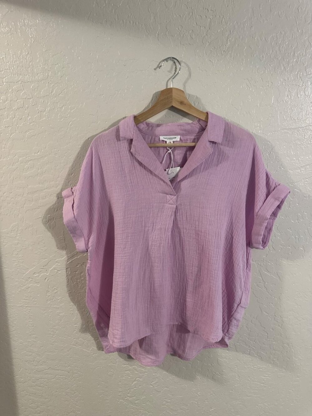 NWT Beach Lunch Lounge 100% Cotton Lilac Purple Gauze Popover Top